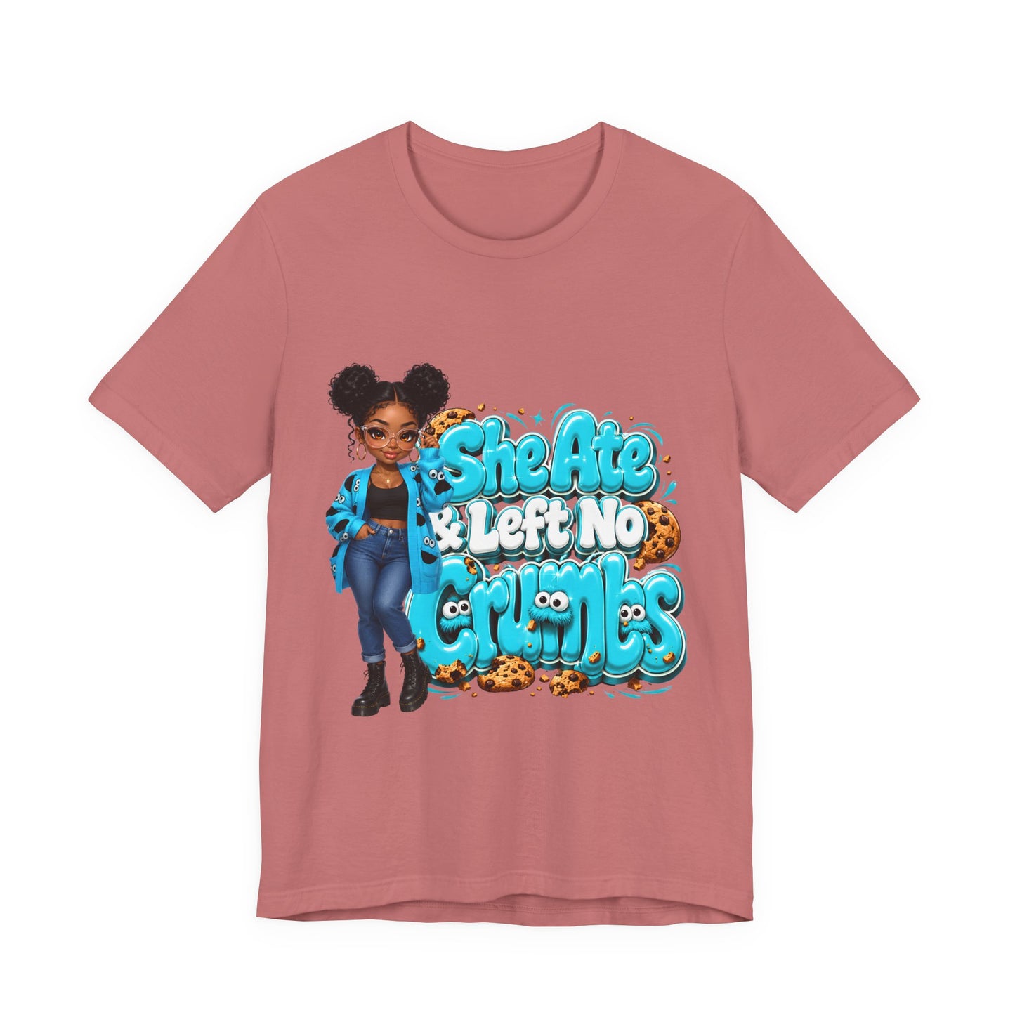 She Ate & Left No Crumbs T-Shirt — Cute Girl Cookie Graphic Tee