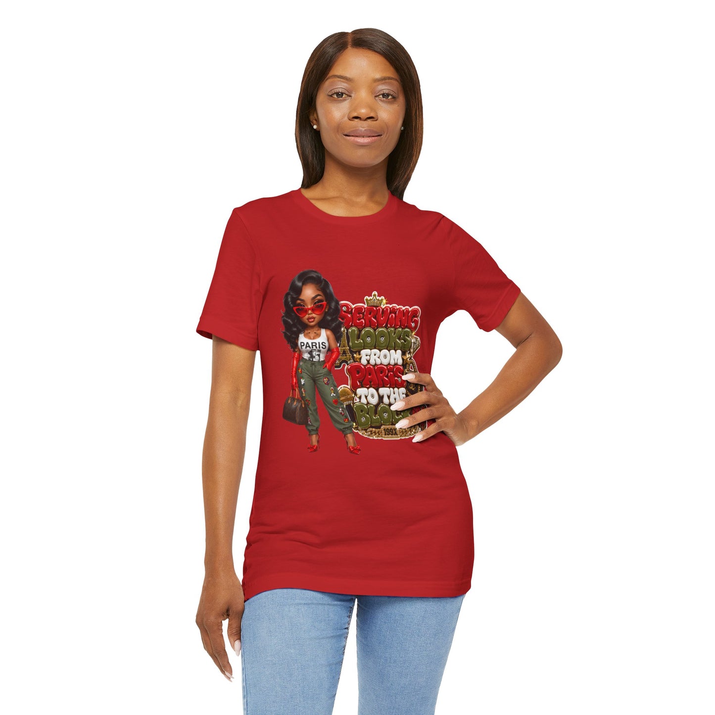 T‑Shirt — “Serving Looks From Paris to the Block” Graphic Tee