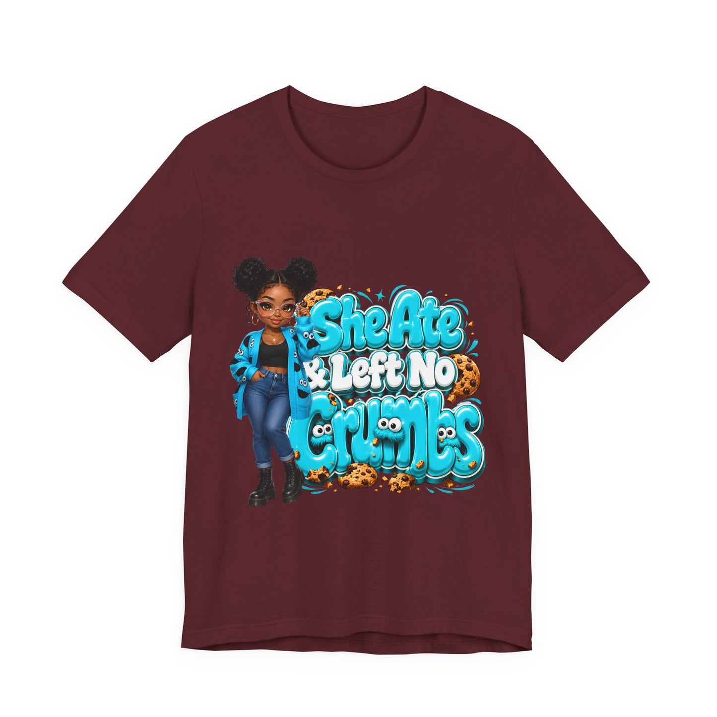 She Ate & Left No Crumbs T-Shirt — Cute Girl Cookie Graphic Tee