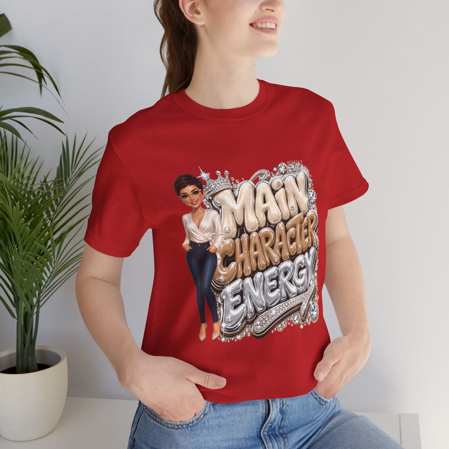 Main Character Energy T-Shirt — Bold Graphic Tee with Chic Female Illustration