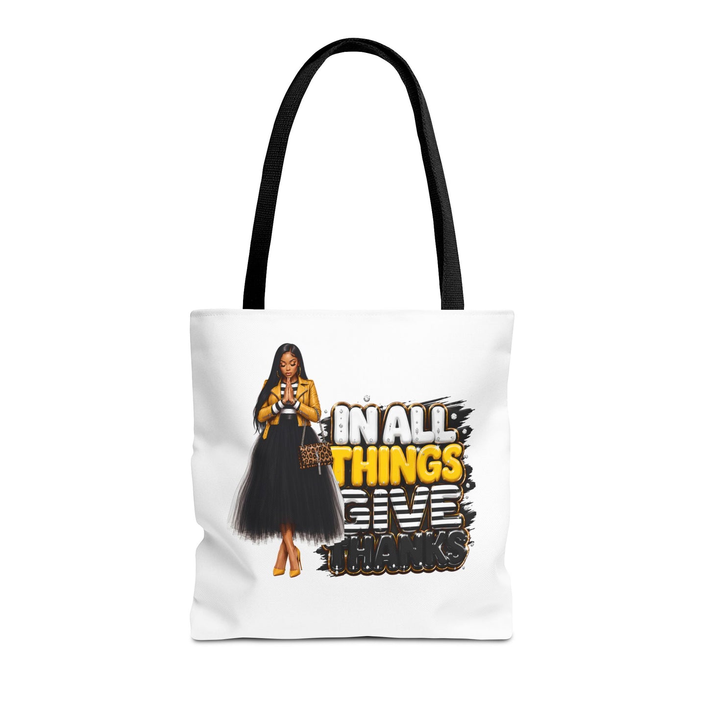 Inspirational Christian Tote Bag — "In All Things Give Thanks" Graphic Tote