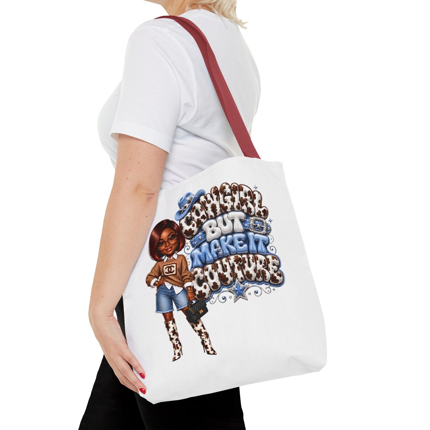 Cowgirl Chic Tote Bag — "Dreamin' Big But Make It Cowgirl" Graphic Tote