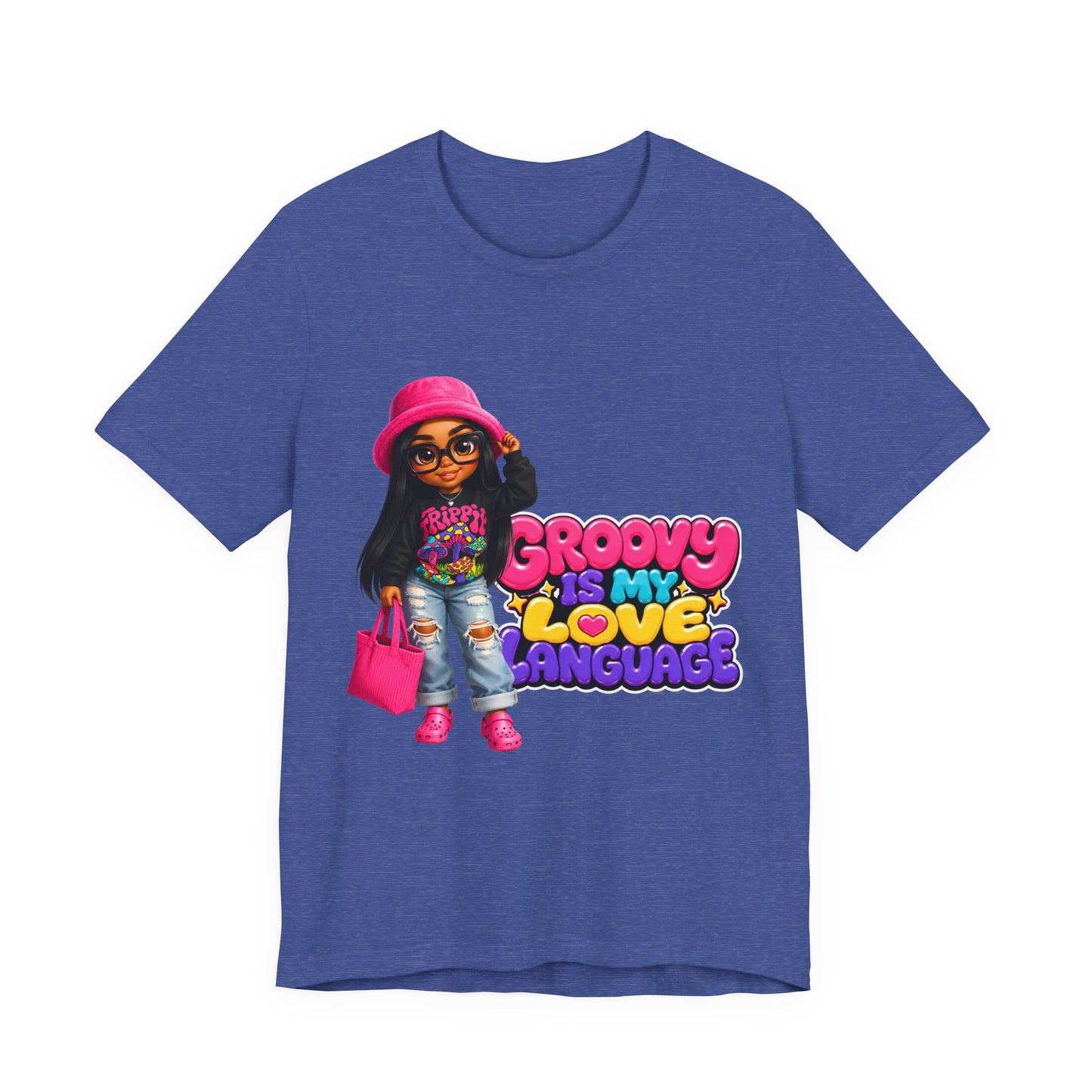 Groovy Is My Love Language T‑Shirt — Retro 70s Afro Girl Graphic Tee