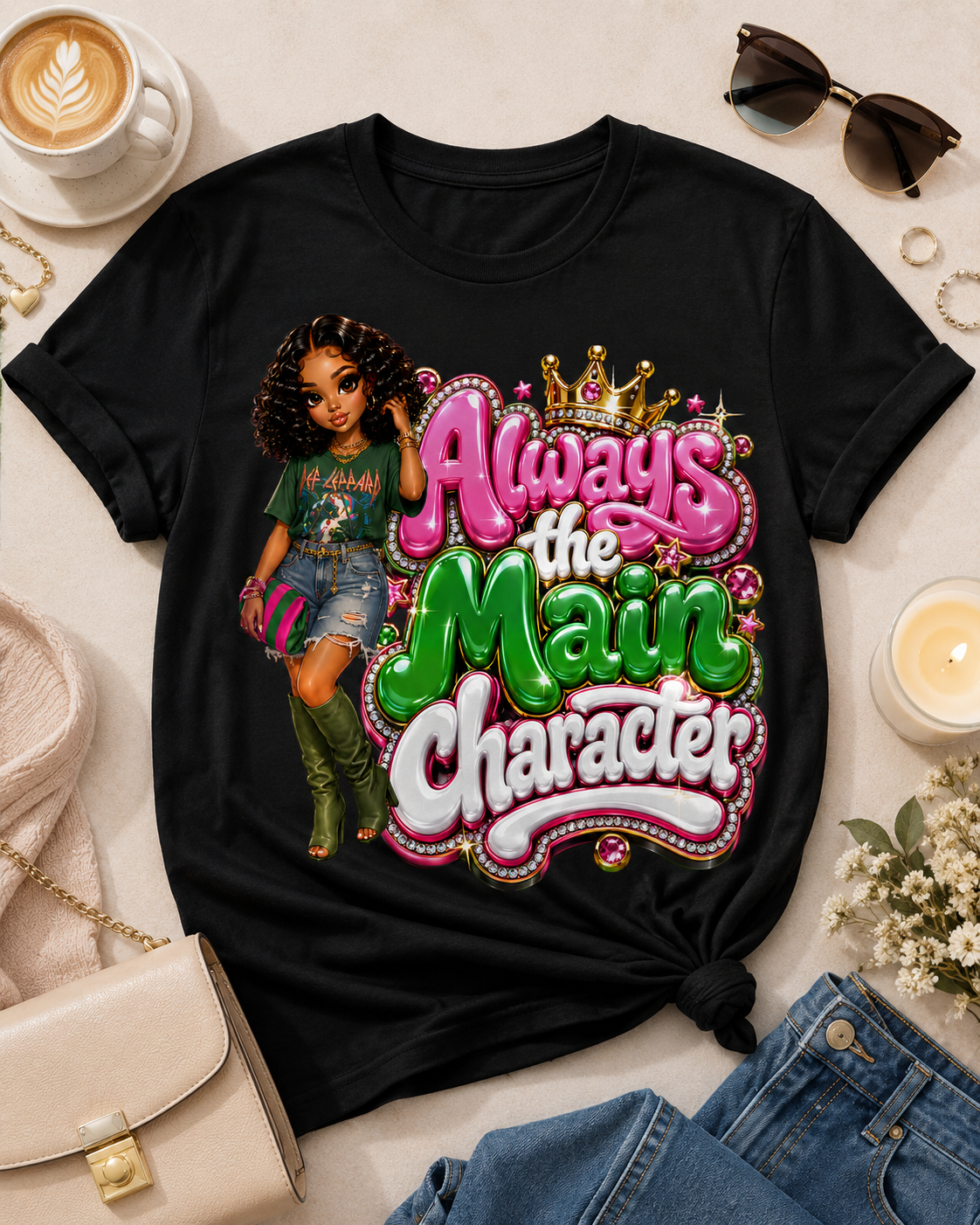Always the Main Character T-Shirt — Girls' Empowerment Graphic Tee