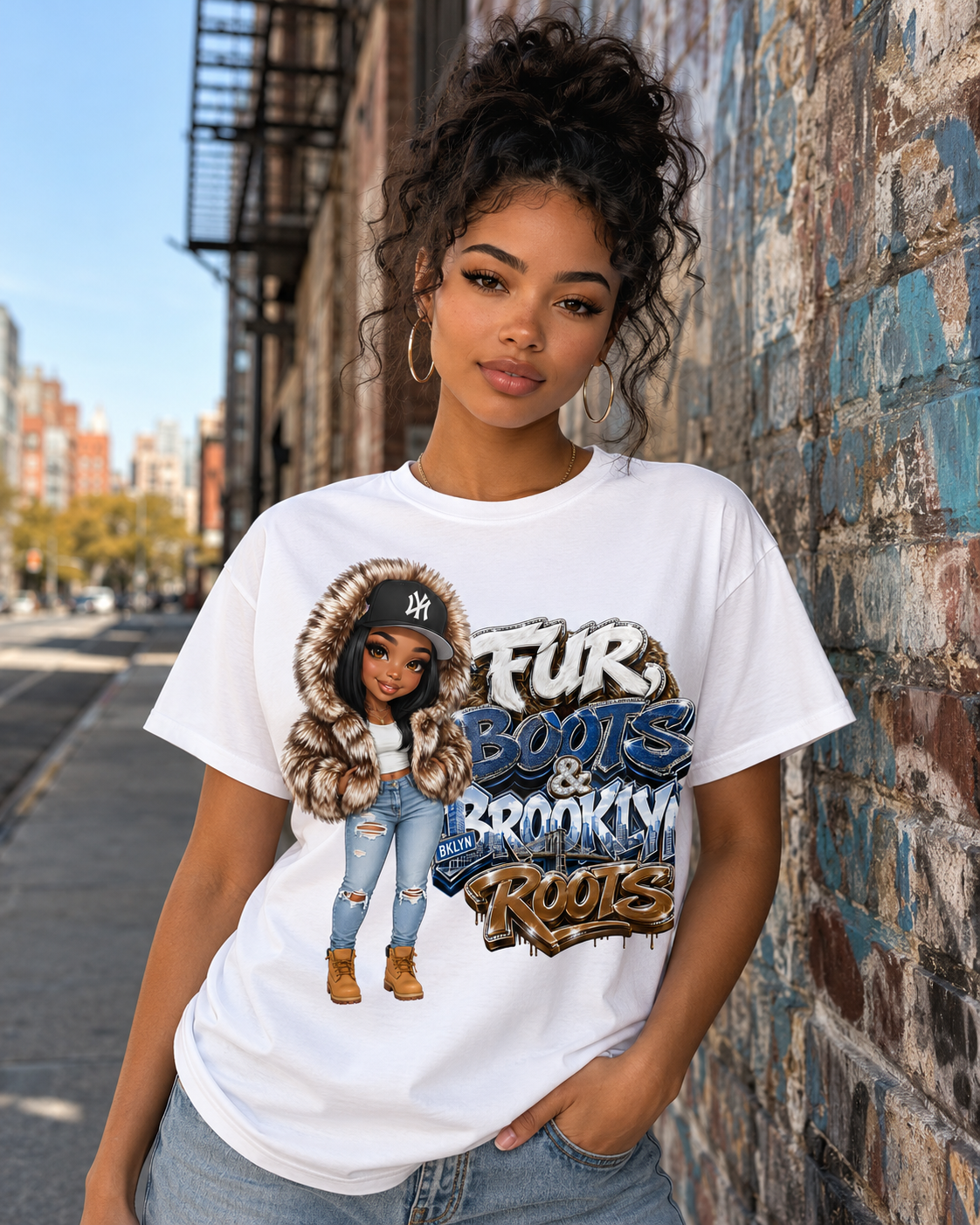 Fur Boots & Brooklyn Roots Tee — Urban Streetwear Graphic T-Shirt