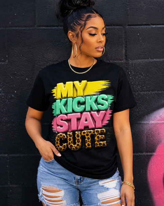 My Kicks Stay Cute Tee – Fun Retro Graphic Sneaker Shirt