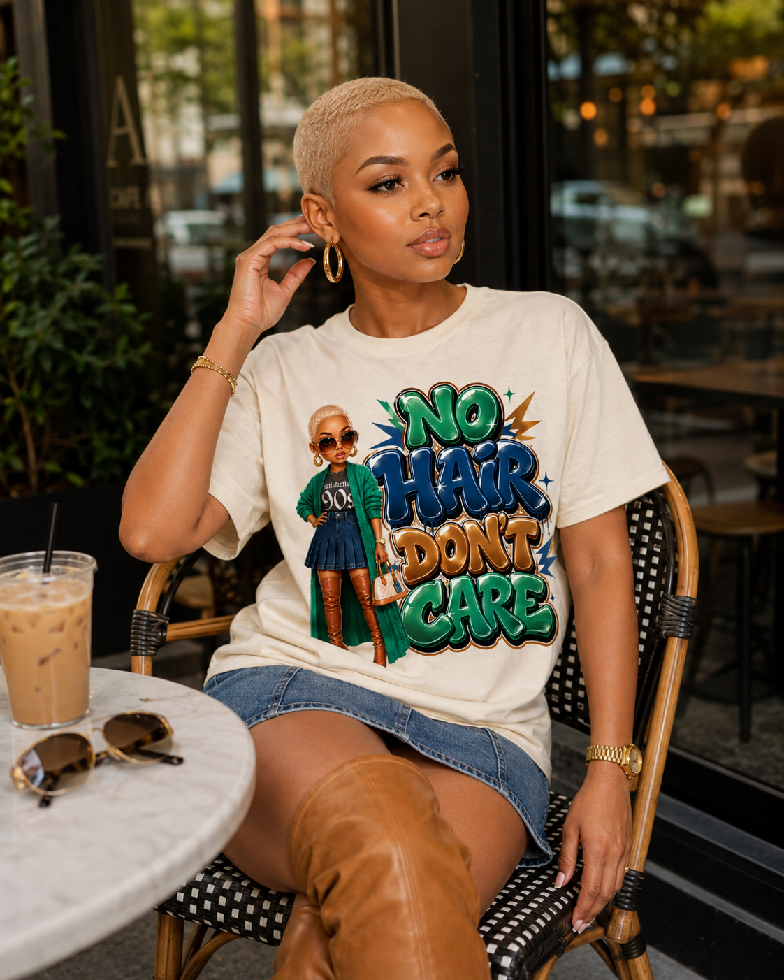 No Hair Don’t Care T-Shirt — Bold Afro-Positive Graphic Tee