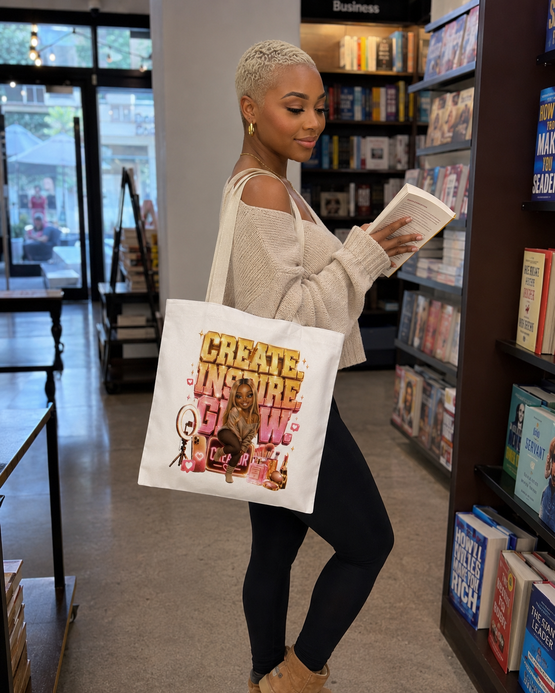 Tote Bag — "Create Inspire Glow" Motivational Beauty Artist Tote