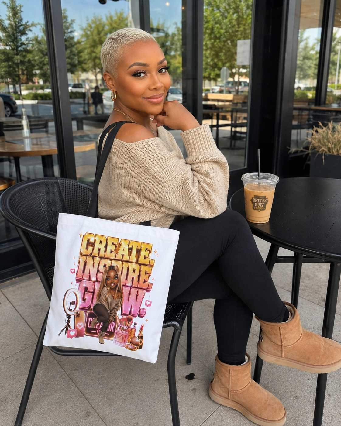 Tote Bag — "Create Inspire Glow" Motivational Beauty Artist Tote
