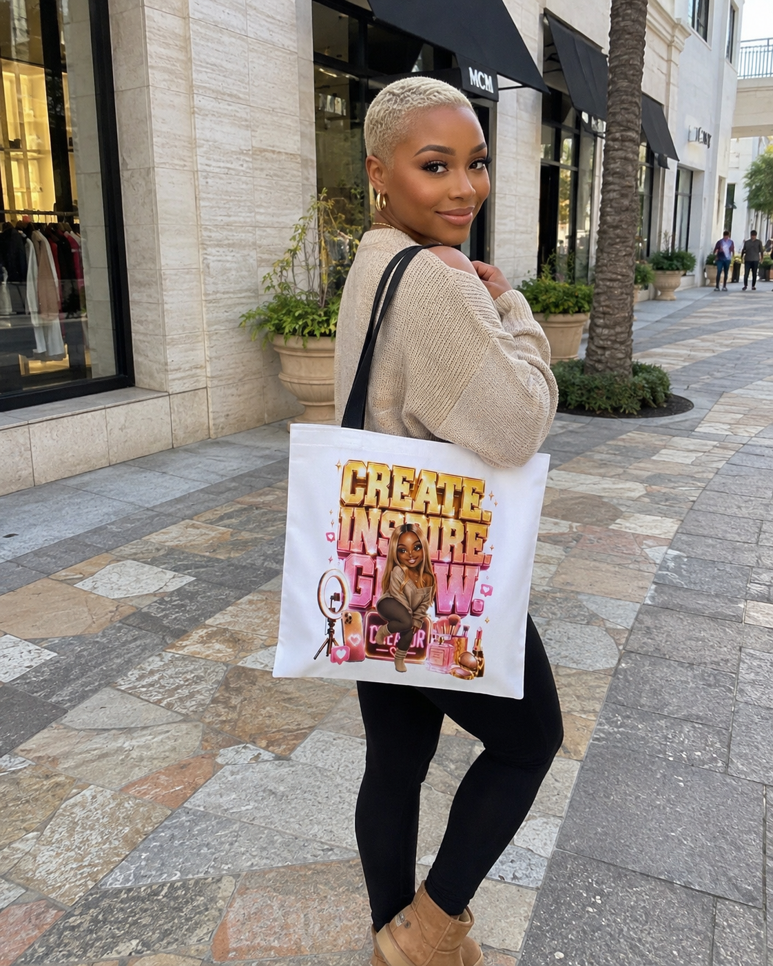 Tote Bag — "Create Inspire Glow" Motivational Beauty Artist Tote