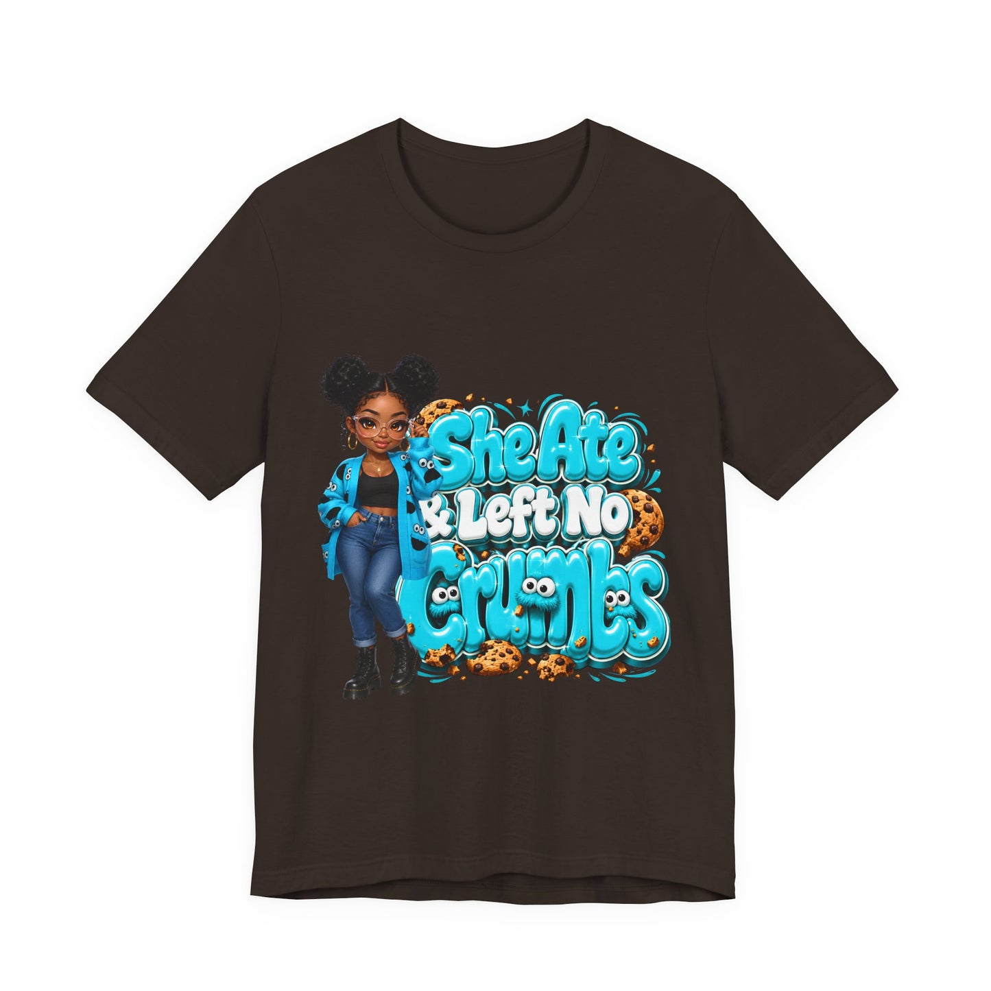 She Ate & Left No Crumbs T-Shirt — Cute Girl Cookie Graphic Tee
