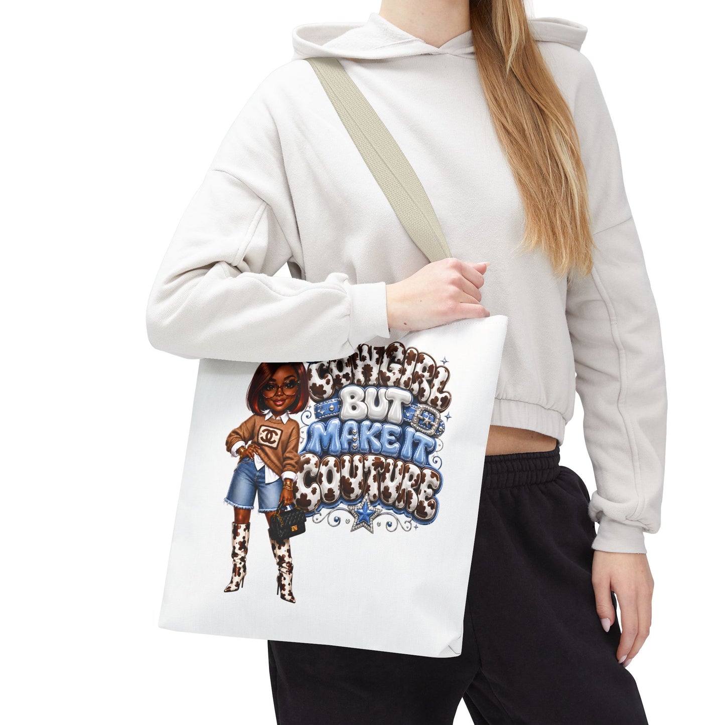 Cowgirl Chic Tote Bag — "Dreamin' Big But Make It Cowgirl" Graphic Tote