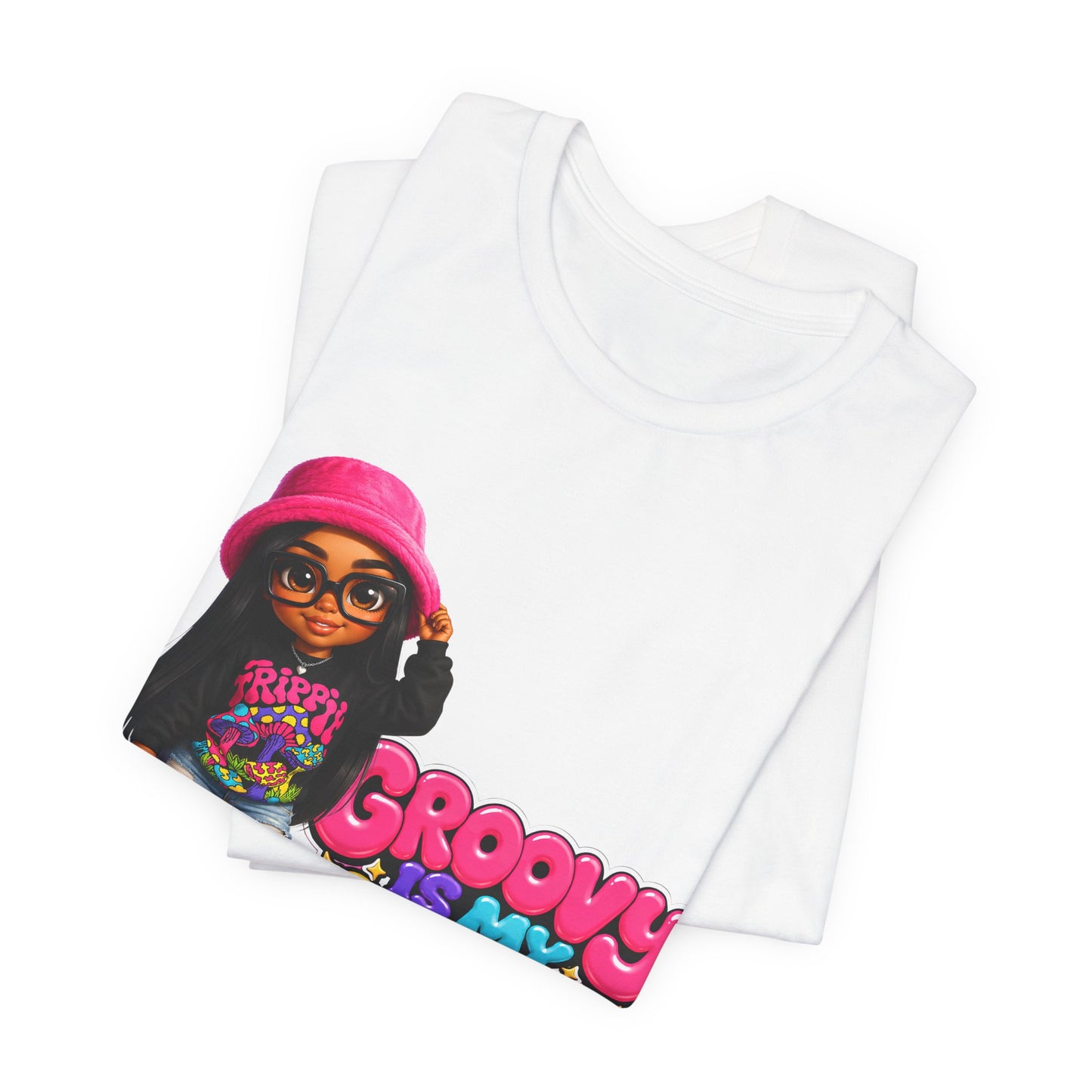 Groovy Is My Love Language T‑Shirt — Retro 70s Afro Girl Graphic Tee
