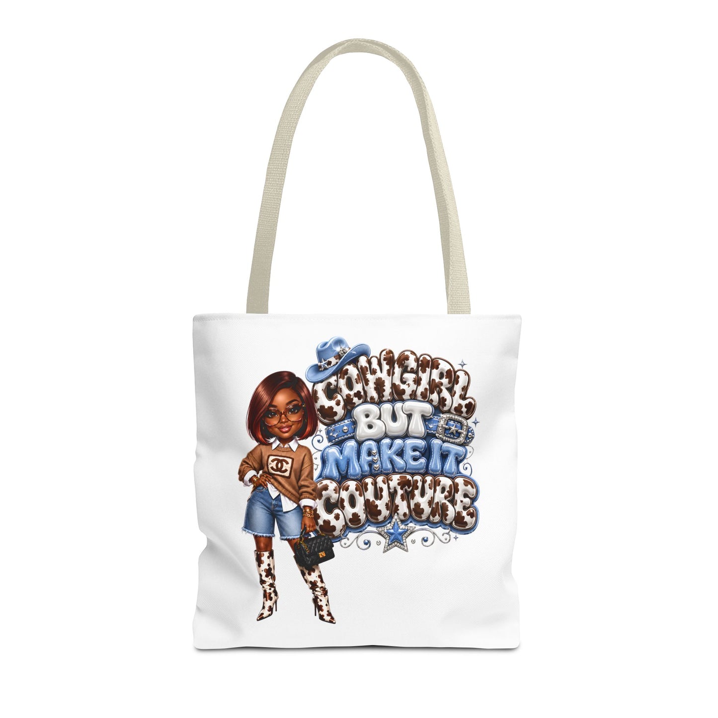 Cowgirl Chic Tote Bag — "Dreamin' Big But Make It Cowgirl" Graphic Tote