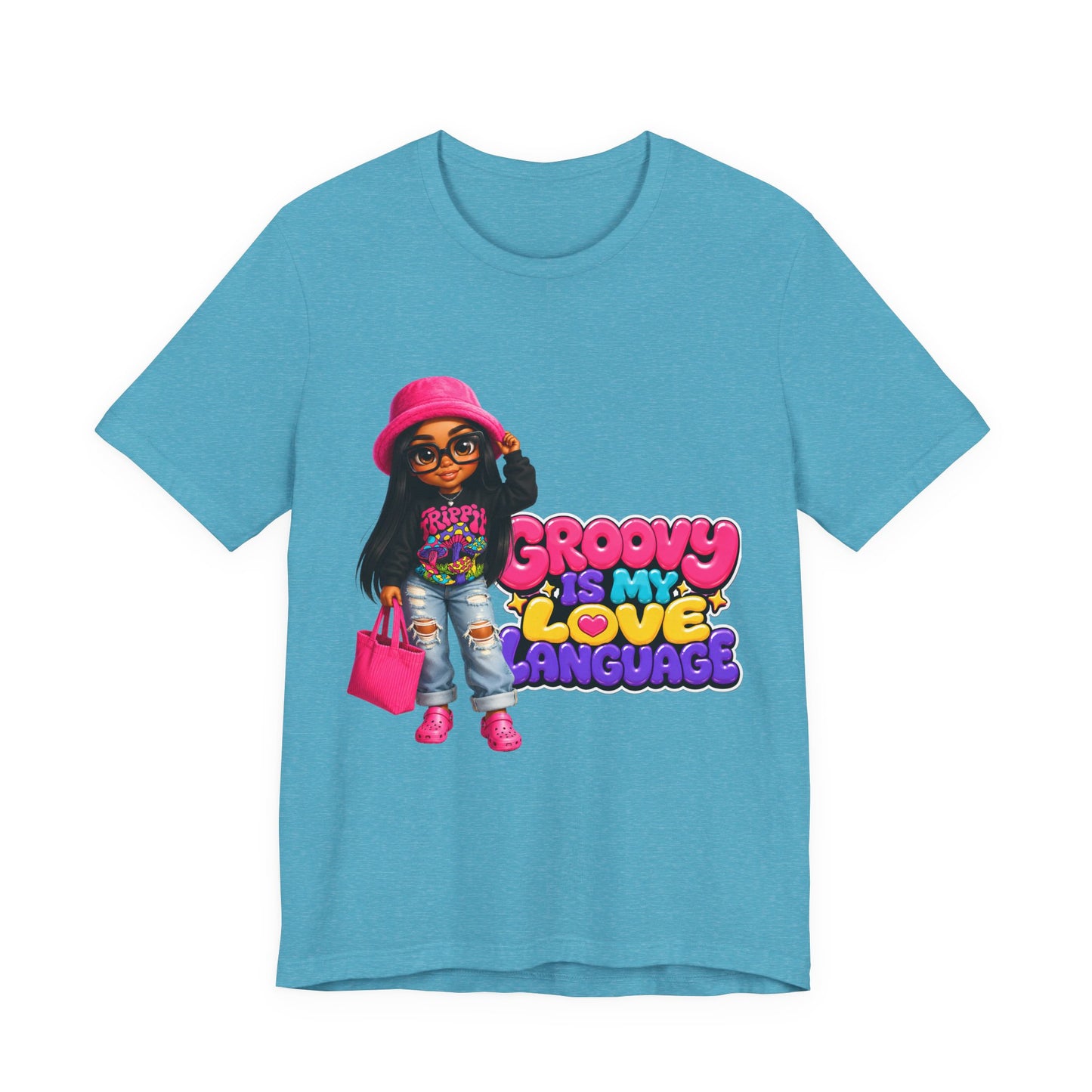 Groovy Is My Love Language T‑Shirt — Retro 70s Afro Girl Graphic Tee