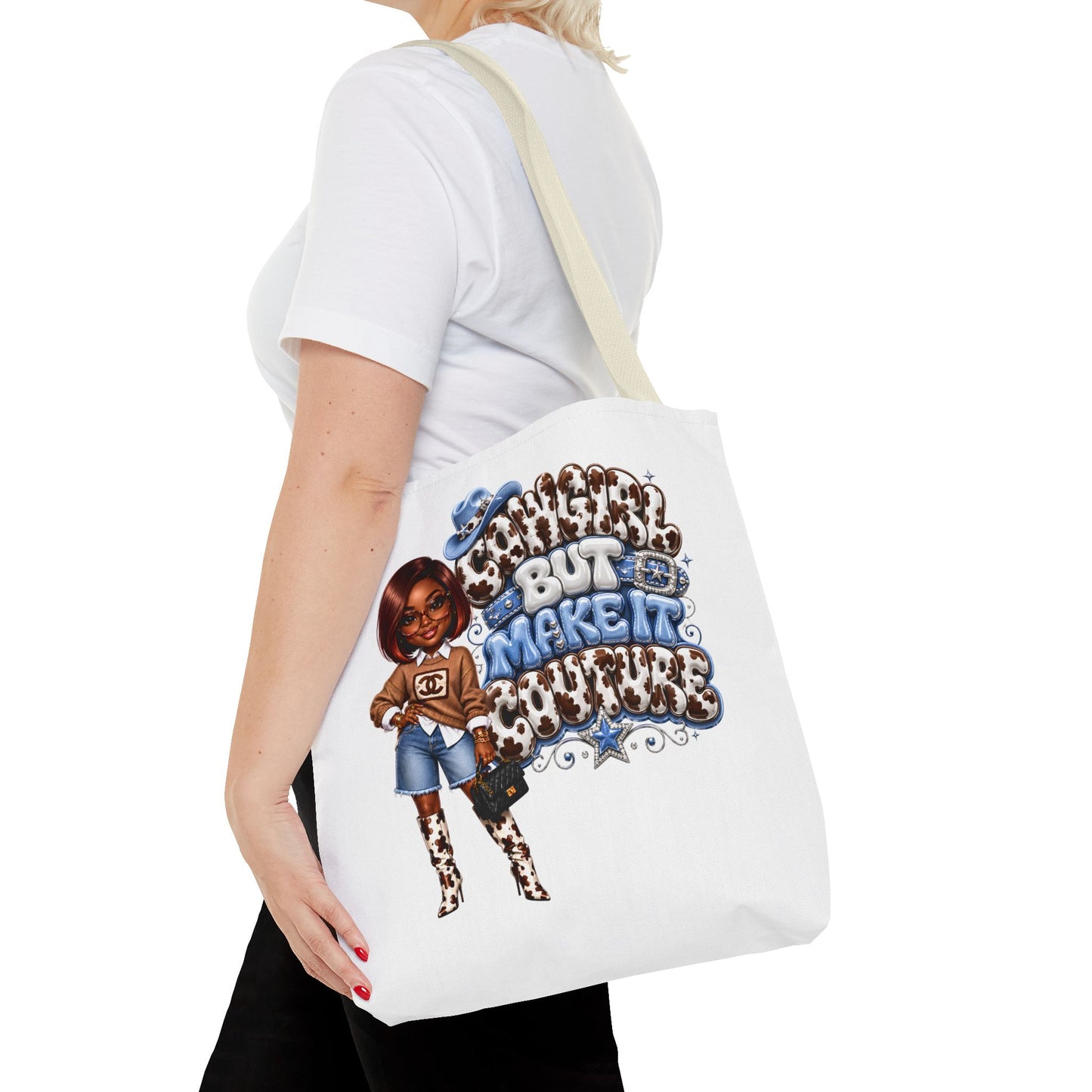 Cowgirl Chic Tote Bag — "Dreamin' Big But Make It Cowgirl" Graphic Tote