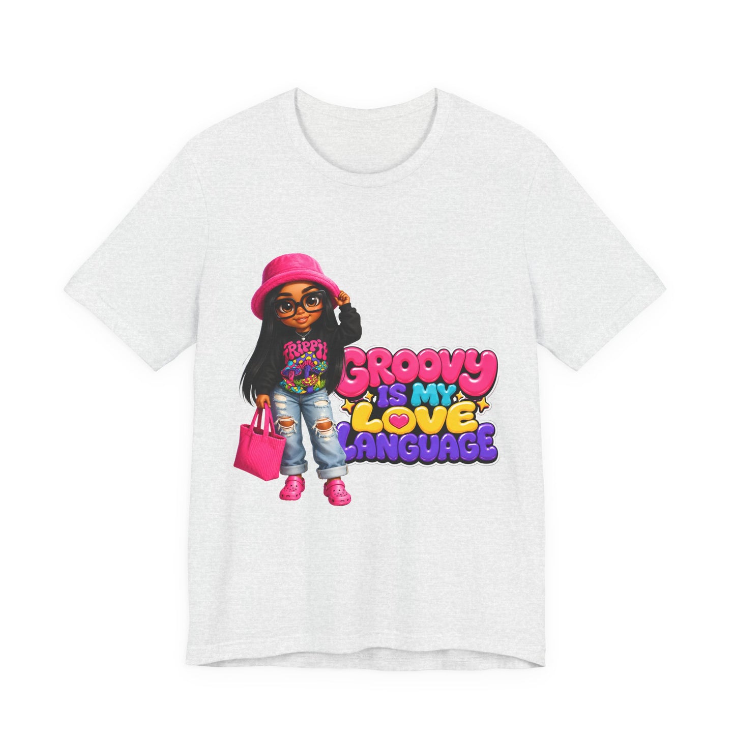 Groovy Is My Love Language T‑Shirt — Retro 70s Afro Girl Graphic Tee