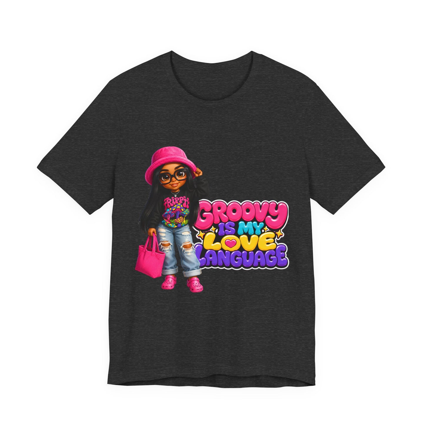 Groovy Is My Love Language T‑Shirt — Retro 70s Afro Girl Graphic Tee