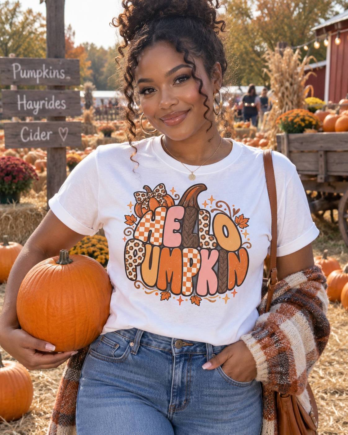 Hello Pumpkin T‑Shirt — Cute Retro Fall Pumpkin Graphic Tee