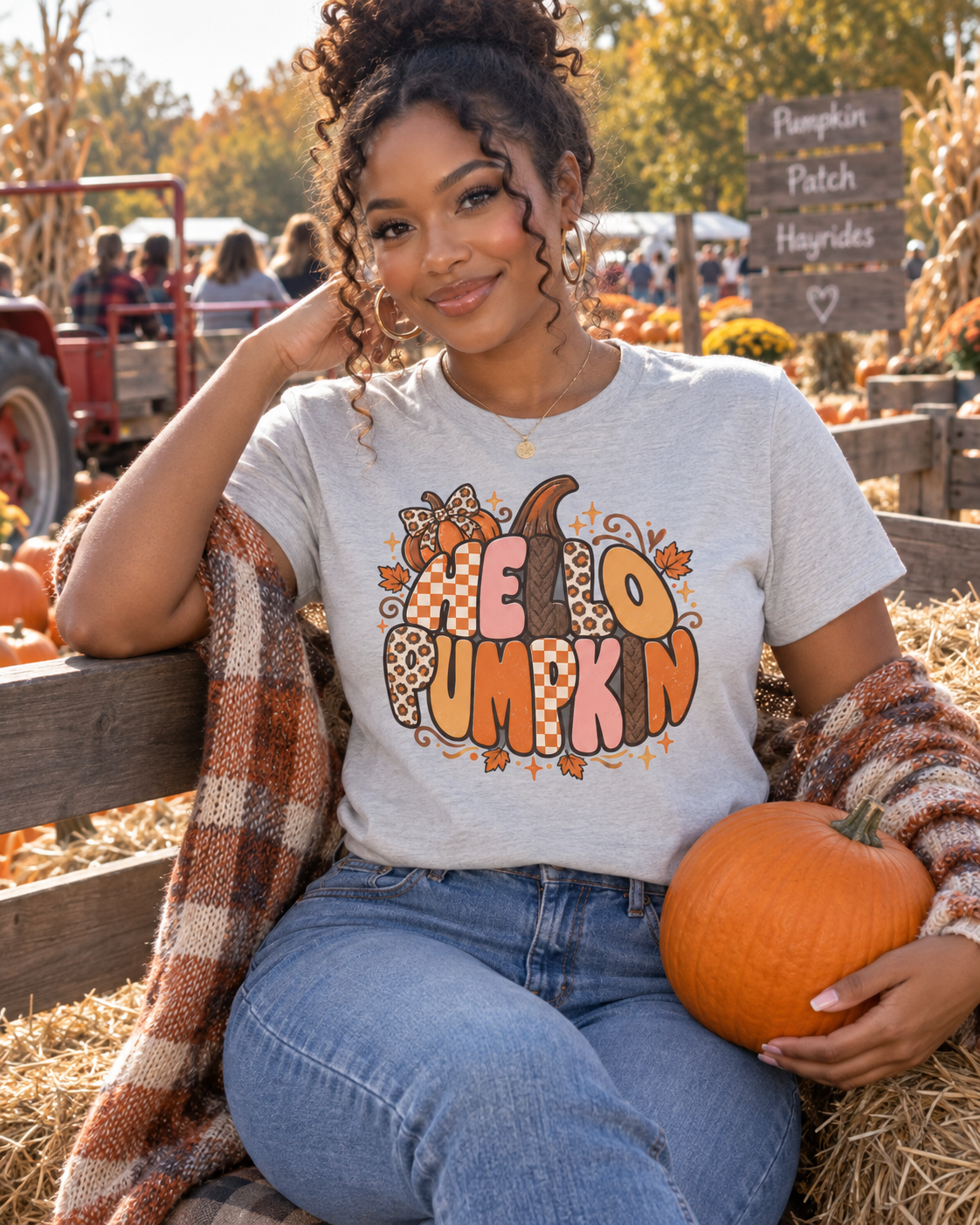 Hello Pumpkin T‑Shirt — Cute Retro Fall Pumpkin Graphic Tee